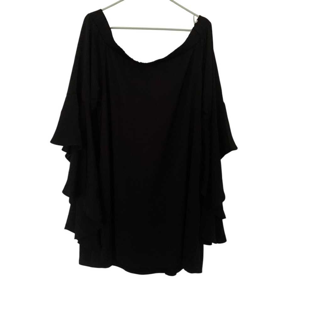 City Chic Black Ruffle Sleeve Mini Dress